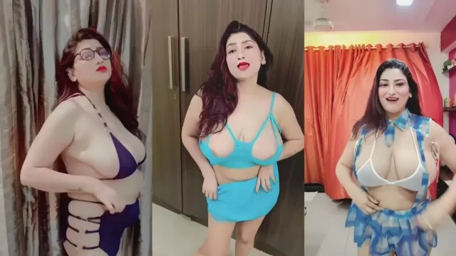 Hot desi aunty strips naked and fingers her wet pussy until she cums hard
