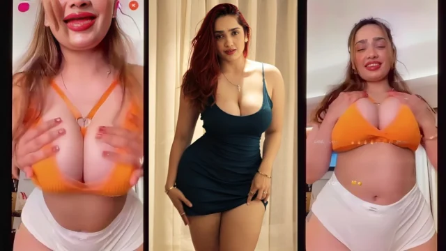 Busty Aditi Mistry goes topless on live and teases viewers while pressing her big boobs