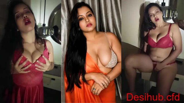 Busty Priya Gamre puts on a horny tease, stripping off pink lingerie to show her perfect tits