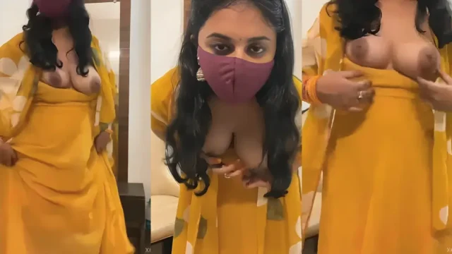 Masked Desi Girl Squeezes Her Big Tits And Loudly Moans In A Viral MMS