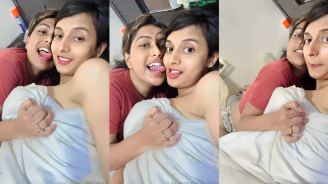Hot Influencer Sannati Mitra Gets Her Boobs Squeezed Hard By Sister Salena In MMS
