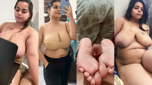 Desi Tanker Girlfriend Gives Sloppy Foot Job Until Cock Explodes with Cum