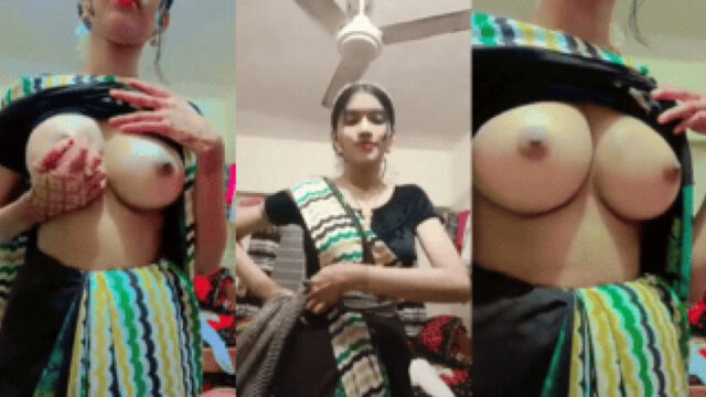 Rajasthani Beautiful Bhabhi In Saree Pulls Out Big Boobs On Live Call with BF